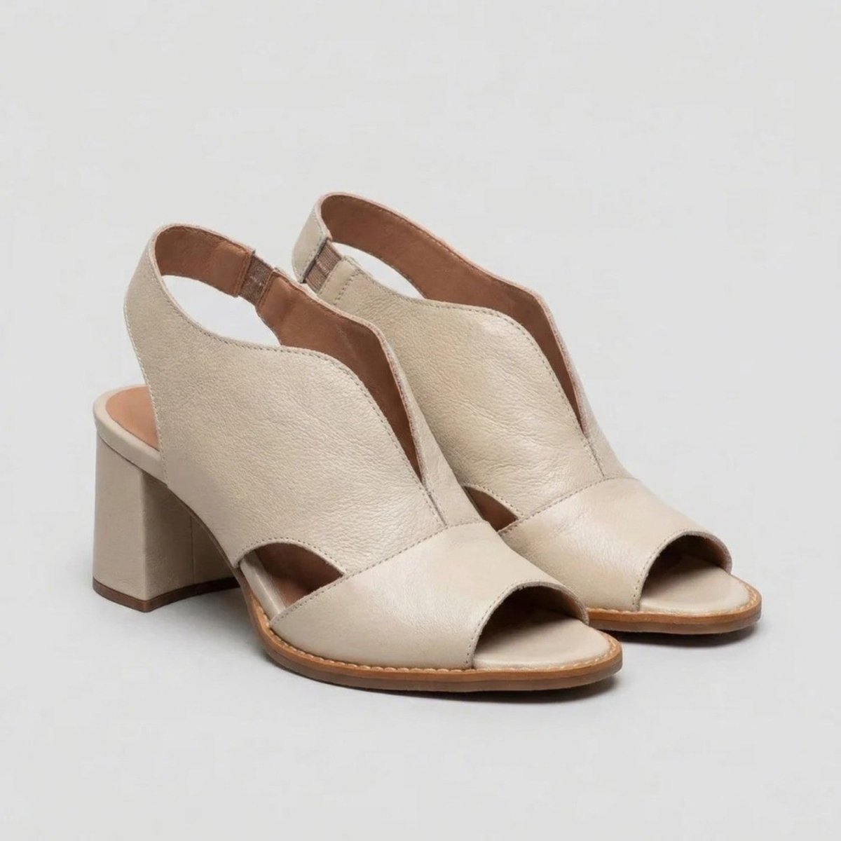 Leather Sandals with Heel & Comfort Footbed