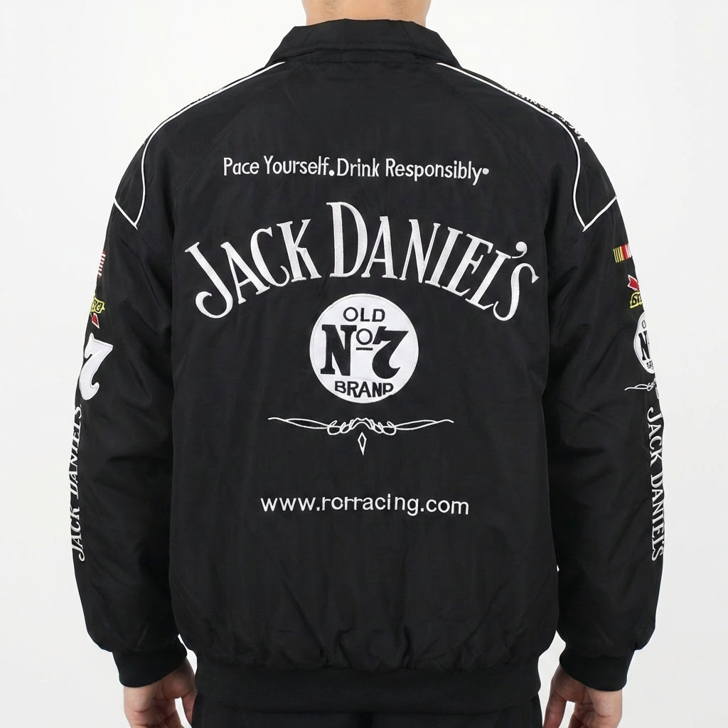 Giacca Racing Jack Daniel's Old No. 7 Nera | Zip Completa con Loghi Sponsor NASCAR