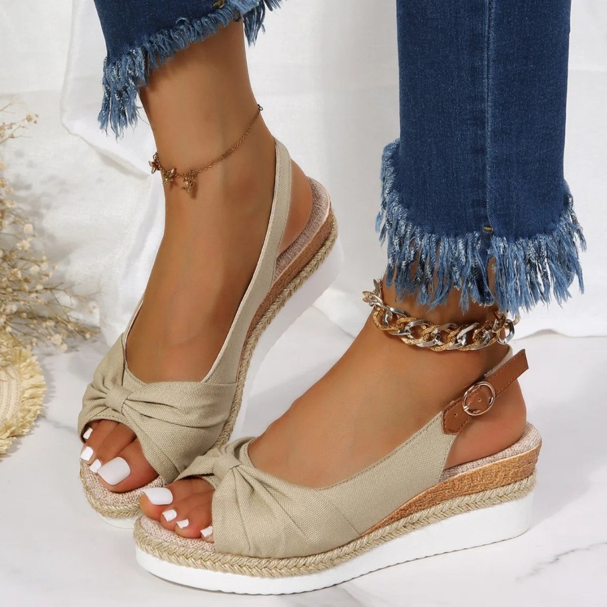 Peep Toe Comfort Wedge Sandals