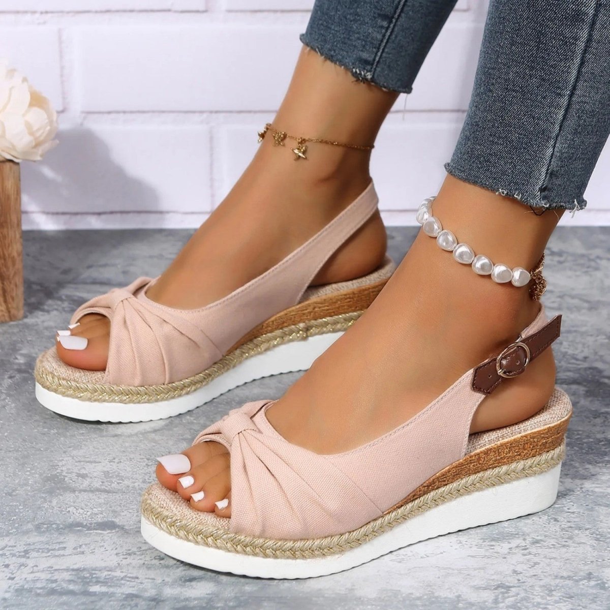Peep Toe Comfort Wedge Sandals