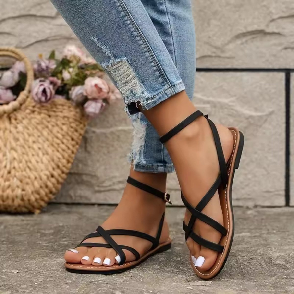Strappy Flat Comfort Sandals