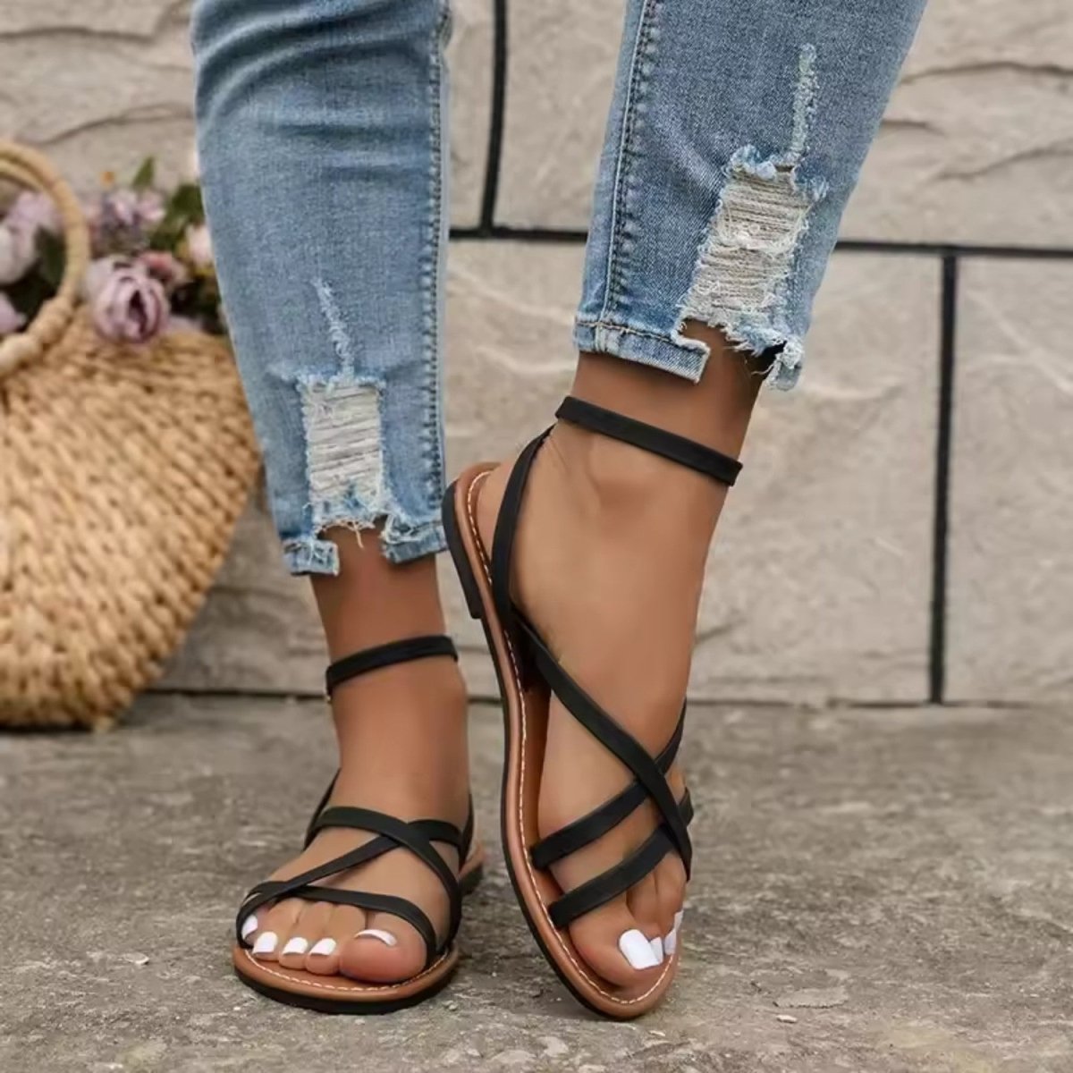 Strappy Flat Comfort Sandals