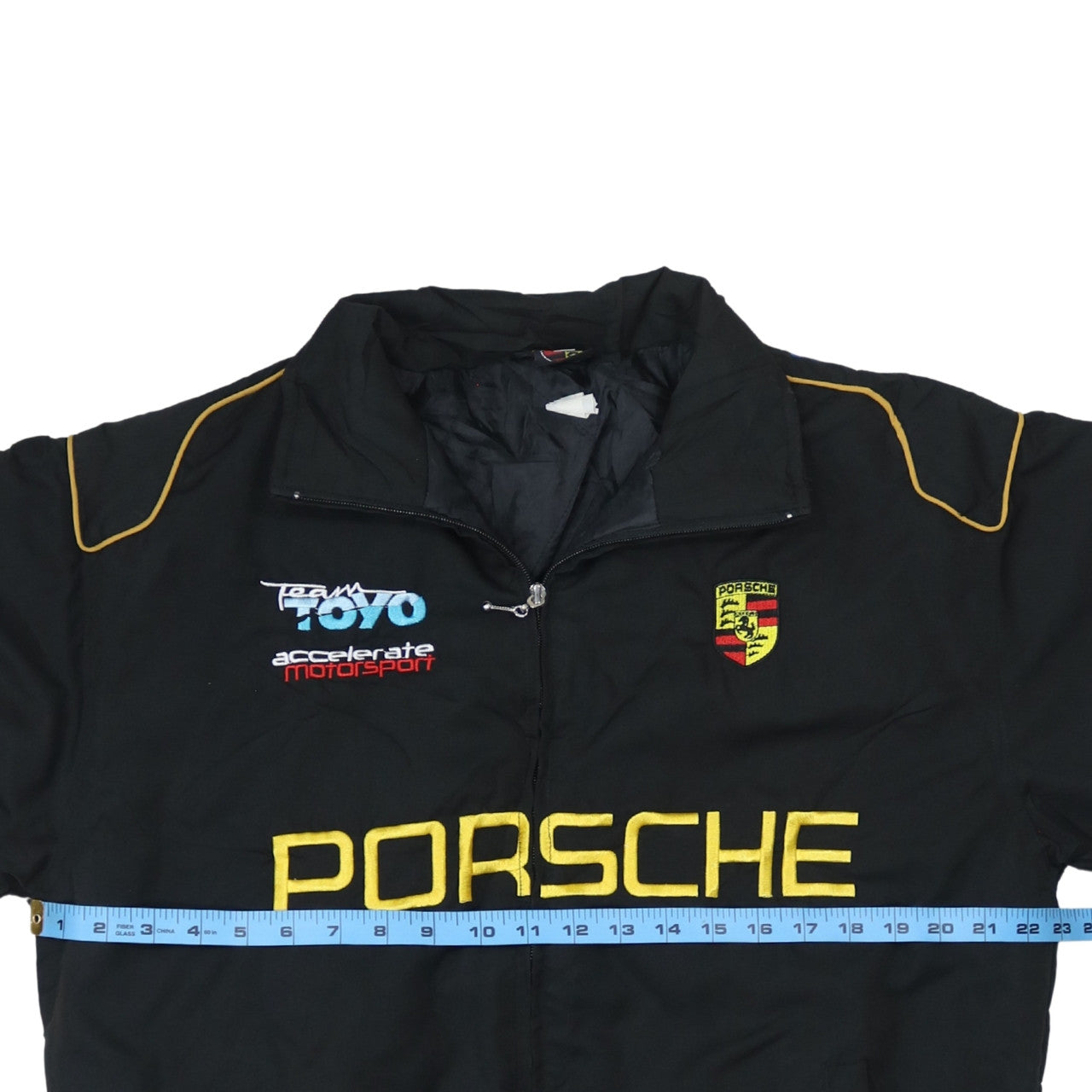 Porsche Schwarze Nascar Jacke Herren XLarge Bestickte Logos Reißverschluss vorne Racing Oberbekleidung